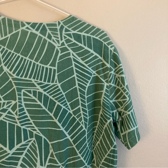 Color Me Cotton Green dress Leaves maxi size large - Picture 5 of 6